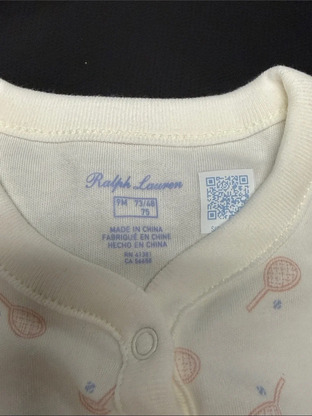 Ralph Lauren White Baby Girls' Short-Sleeve Rompers with Pink Tennis Print Pair